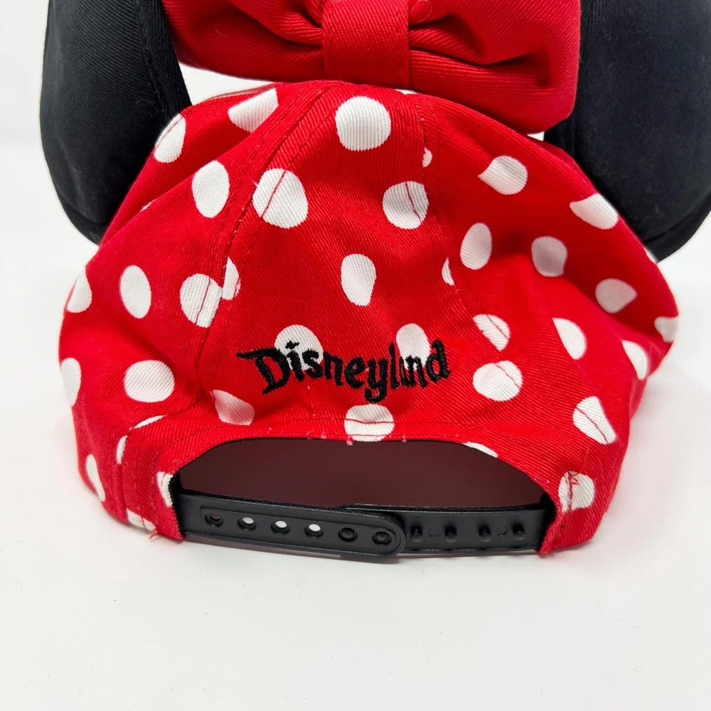 Disney Parks Minnie Mouse Red Polka Dot Bow Ears Cap Youth Snapback Hat